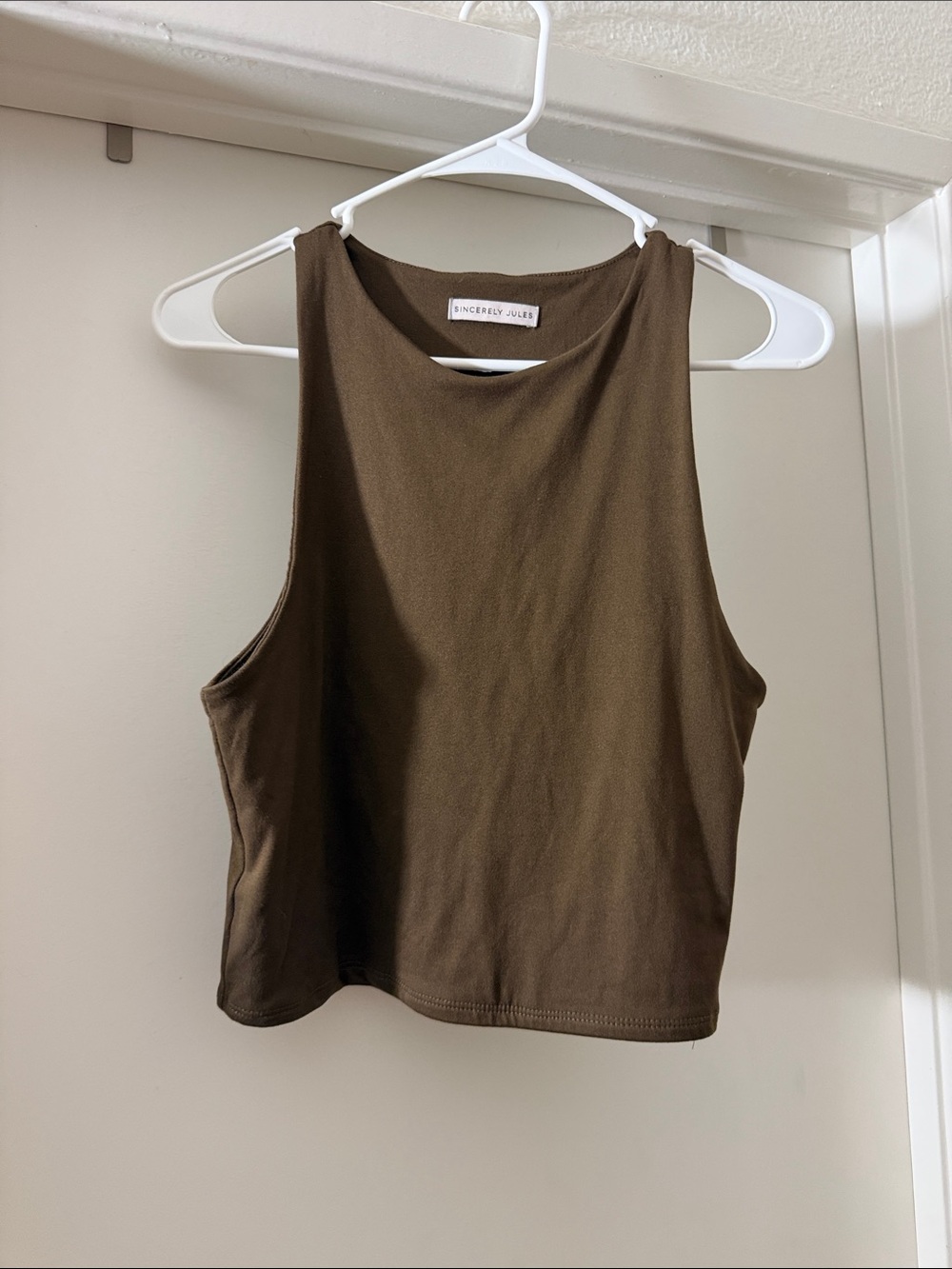 Sincerly Jules Cropped Tank Top in Brown